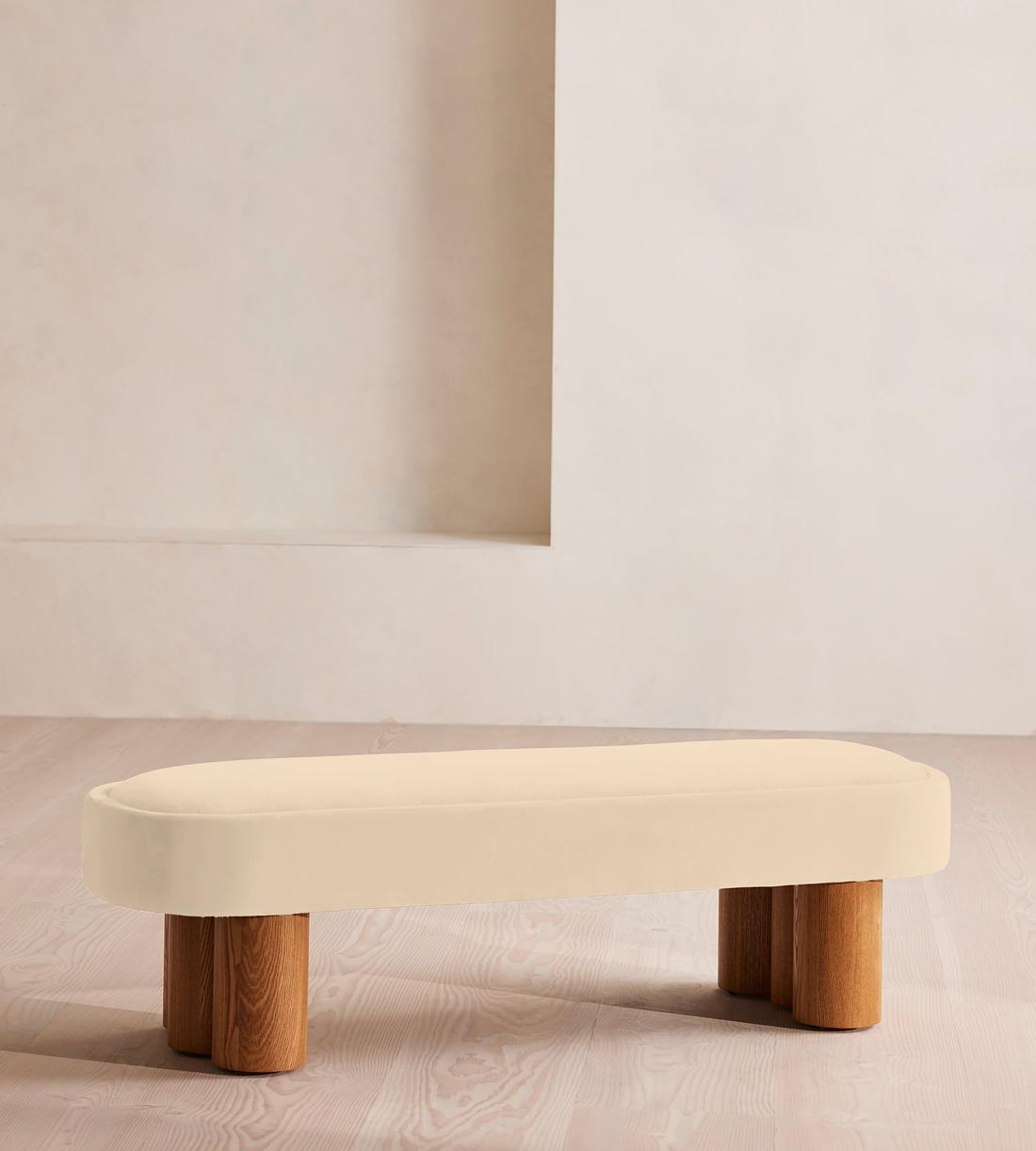 Nieve Bench - Velvet - Porcelain - Listing - Image 1