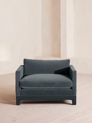 Ashford Loveseat  Sofa - Velvet - Grey Blue - Hover Image