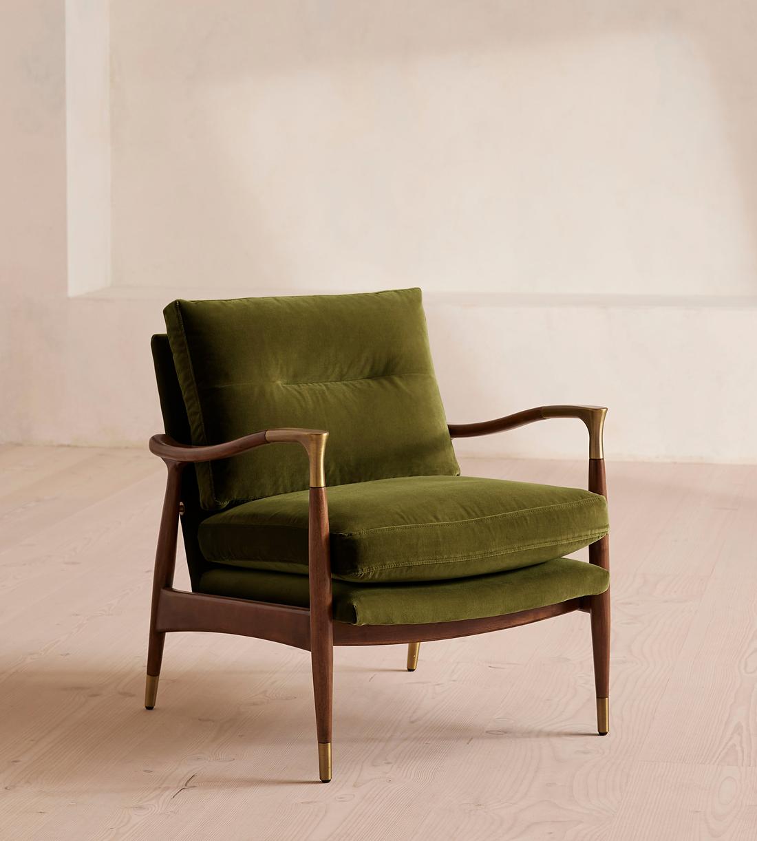 Theodore Armchair - Velvet - Olive - Listing - Image 1