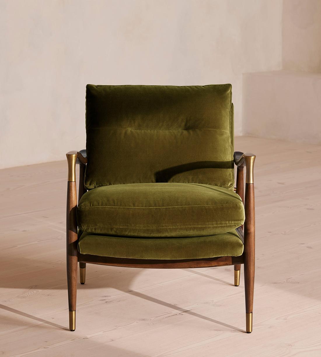 Theodore Armchair - Velvet - Olive - Listing - Image 2