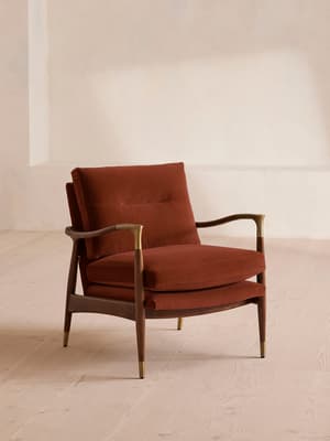 Theodore Armchair - Velvet - Rust - Hover Image