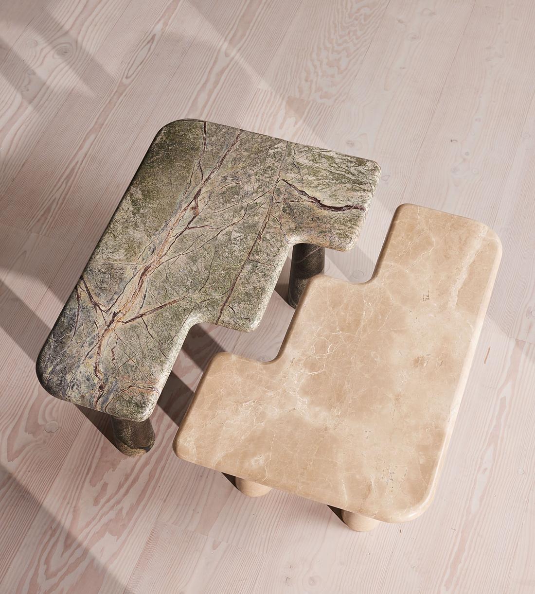 Jada Coffee Table Set - Light Emperador and Verde Bosque Marble - Images - Image 6