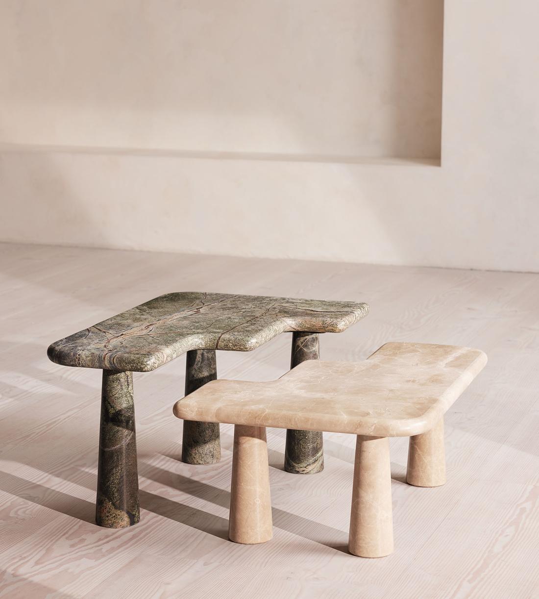 Jada Coffee Table Set - Light Emperador and Verde Bosque Marble - Listing - Image 1