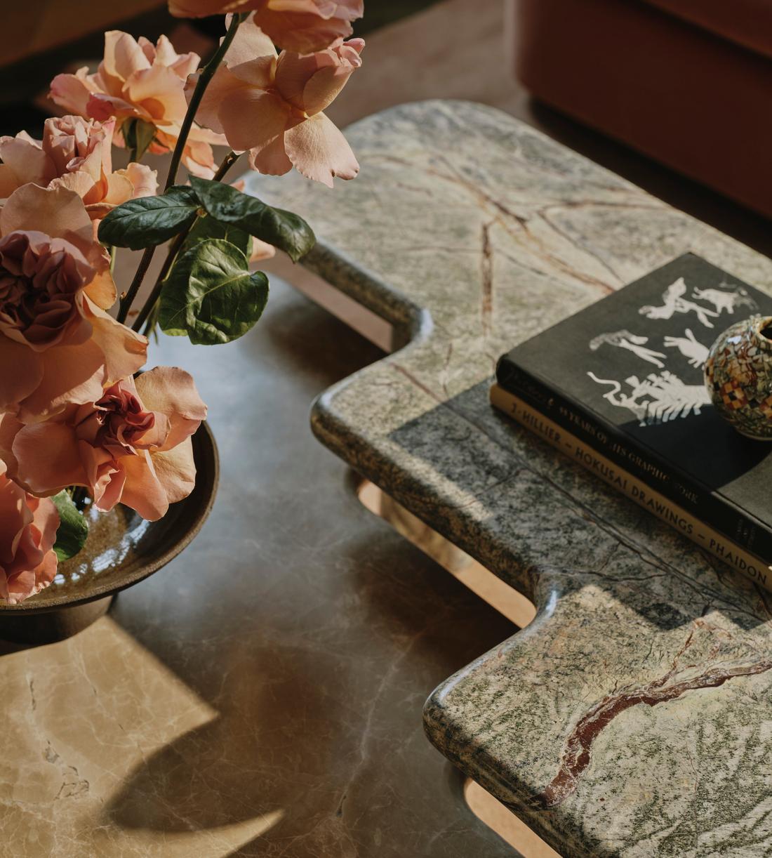 Jada Coffee Table Set - Light Emperador and Verde Bosque Marble - Images - Image 7