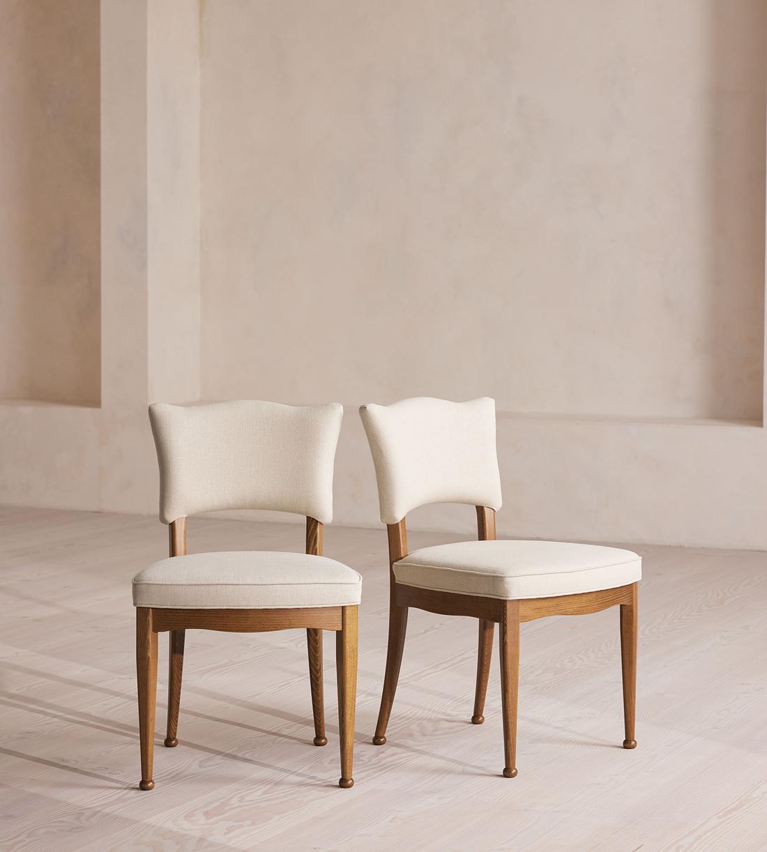 Pair of Armless Charleston Dining Chair - Linen - Natural - Listing - Image 1