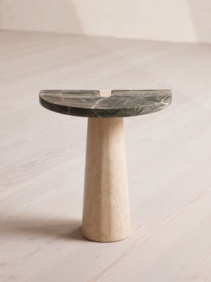 Eros Side Table - Travertine and Verde Bosque Marble - Listing Image