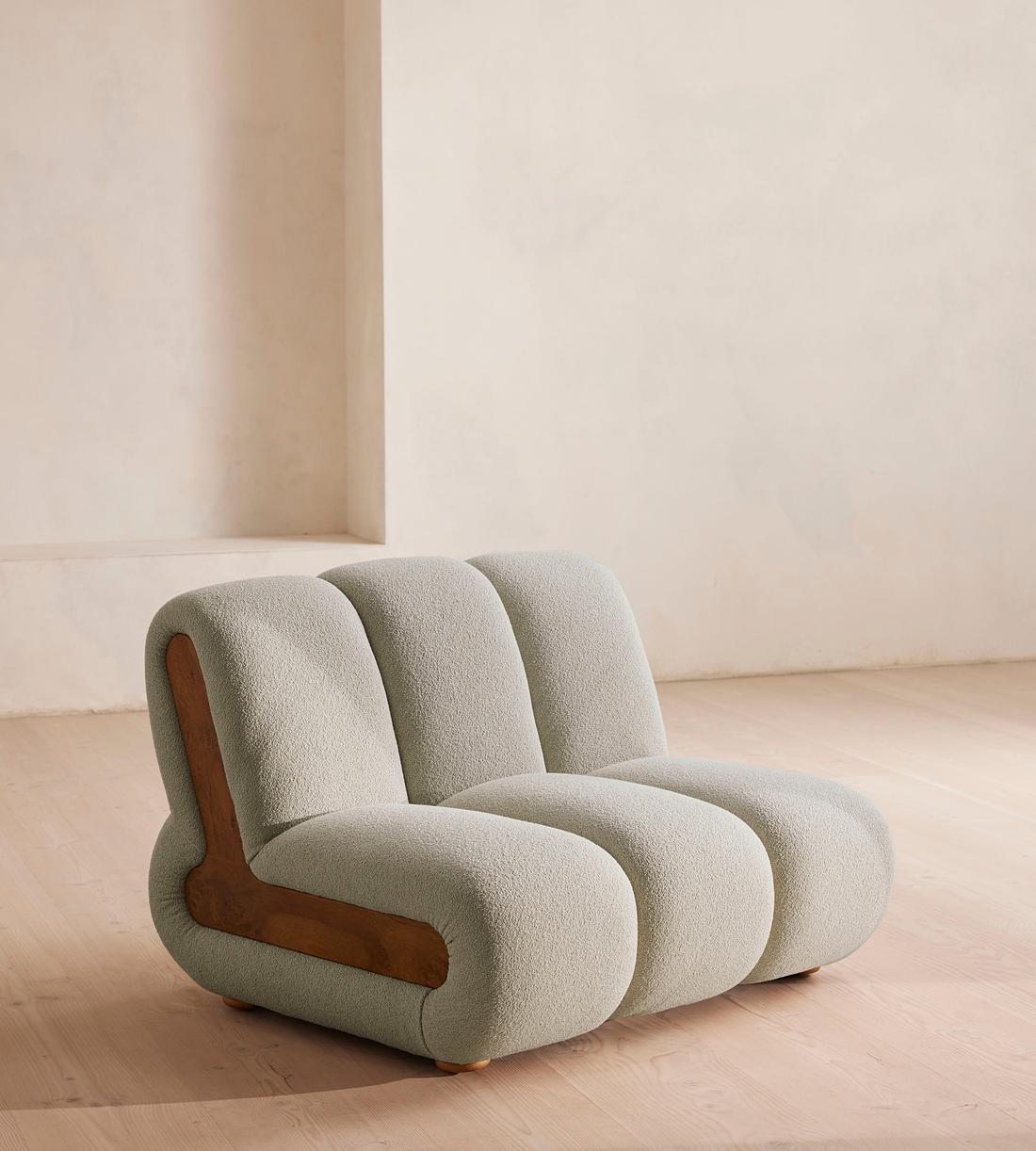 Noelle Modular Armchair - Textured Wool Boucle - Pistachio - Listing - Image 2