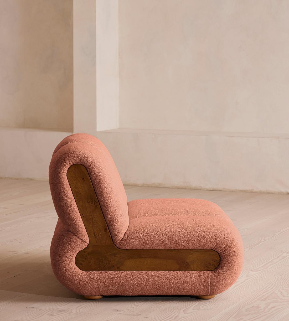 Noelle Modular Armchair - Textured Wool Boucle - Coral - Images - Image 3