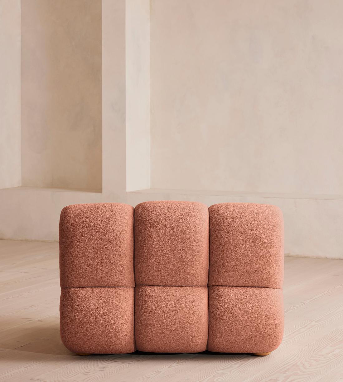 Noelle Modular Armchair - Textured Wool Boucle - Coral - Images - Image 4