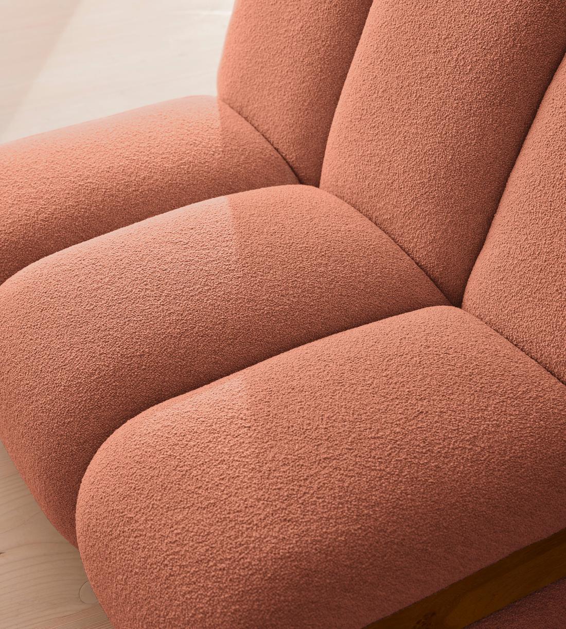 Noelle Modular Armchair - Textured Wool Boucle - Coral - Images - Image 5