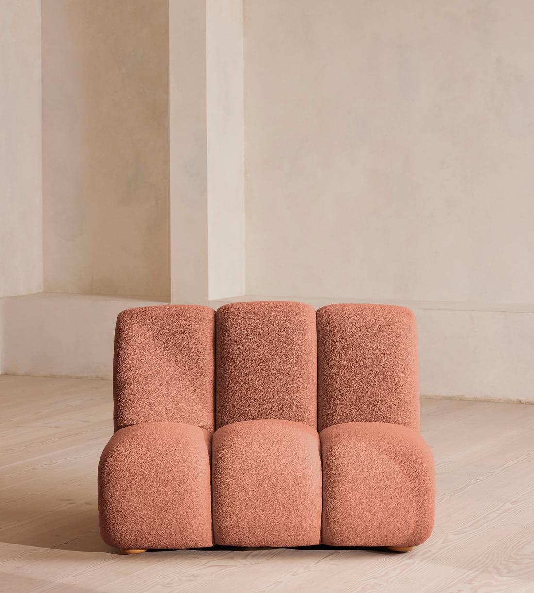 Noelle Modular Armchair - Textured Wool Boucle - Coral - Listing - Image 1