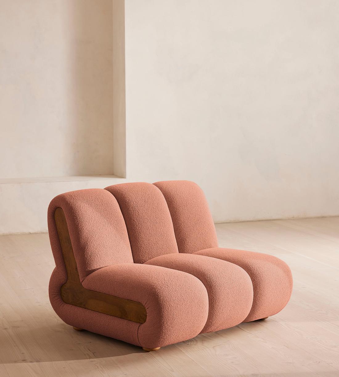 Noelle Modular Armchair - Textured Wool Boucle - Coral - Listing - Image 2