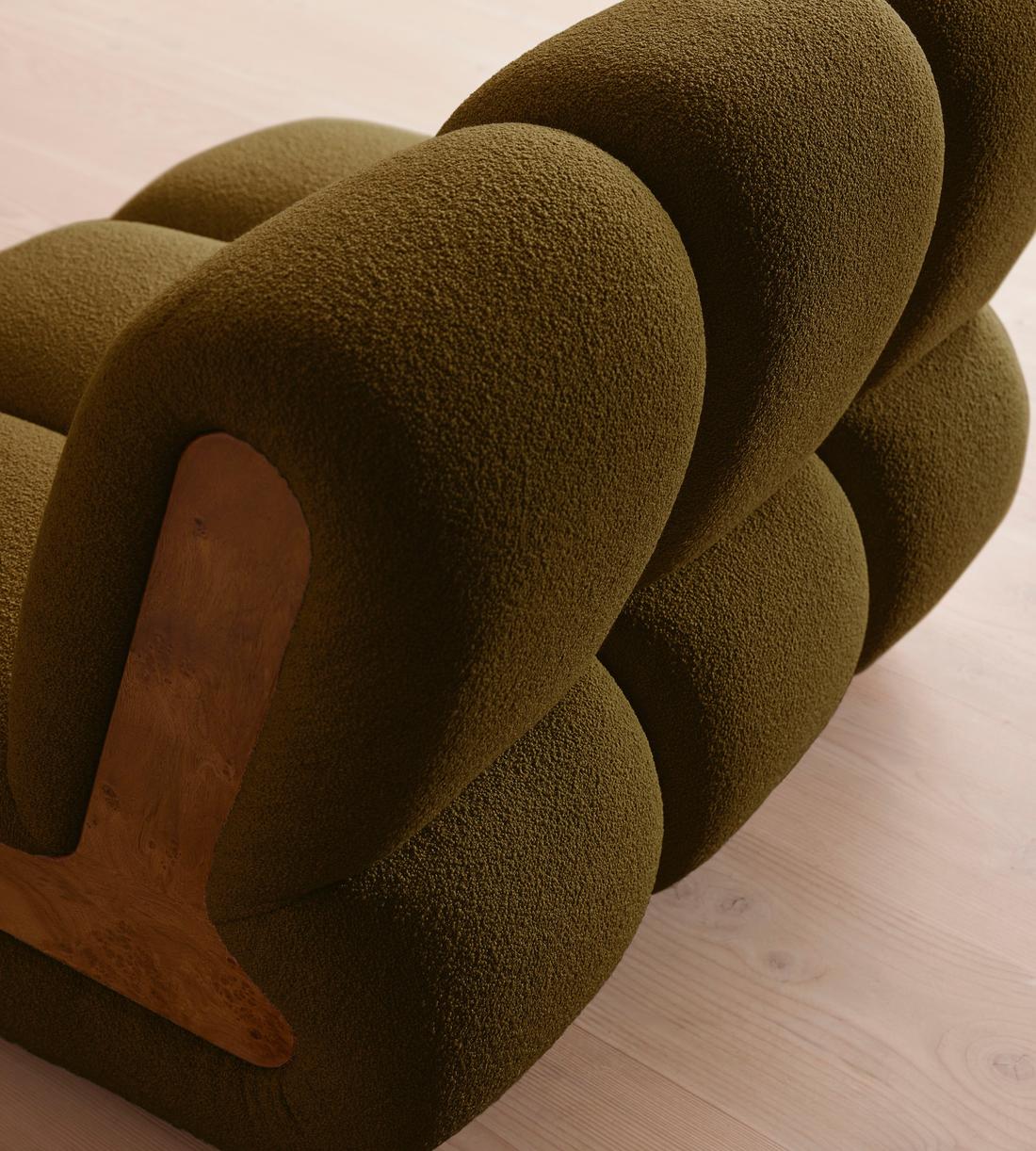 Noelle Modular Armchair - Textured Wool Boucle - Kelp - Images - Image 7