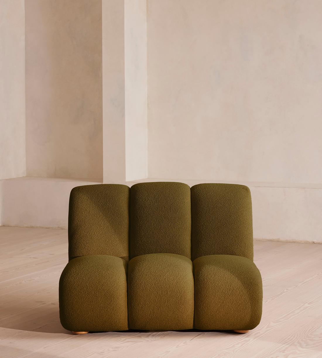 Noelle Modular Armchair - Textured Wool Boucle - Kelp - Listing - Image 1