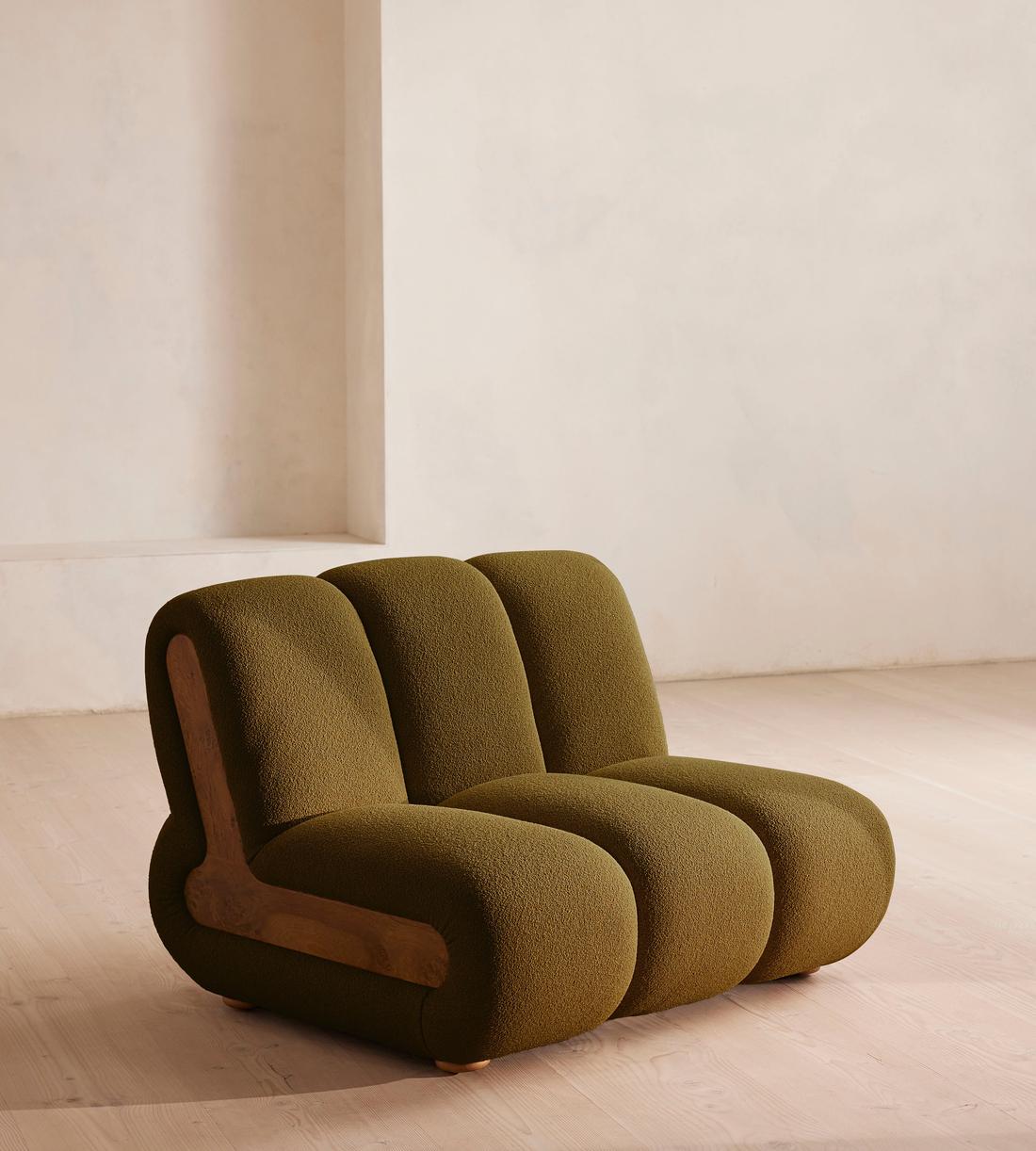 Noelle Modular Armchair - Textured Wool Boucle - Kelp - Listing - Image 2