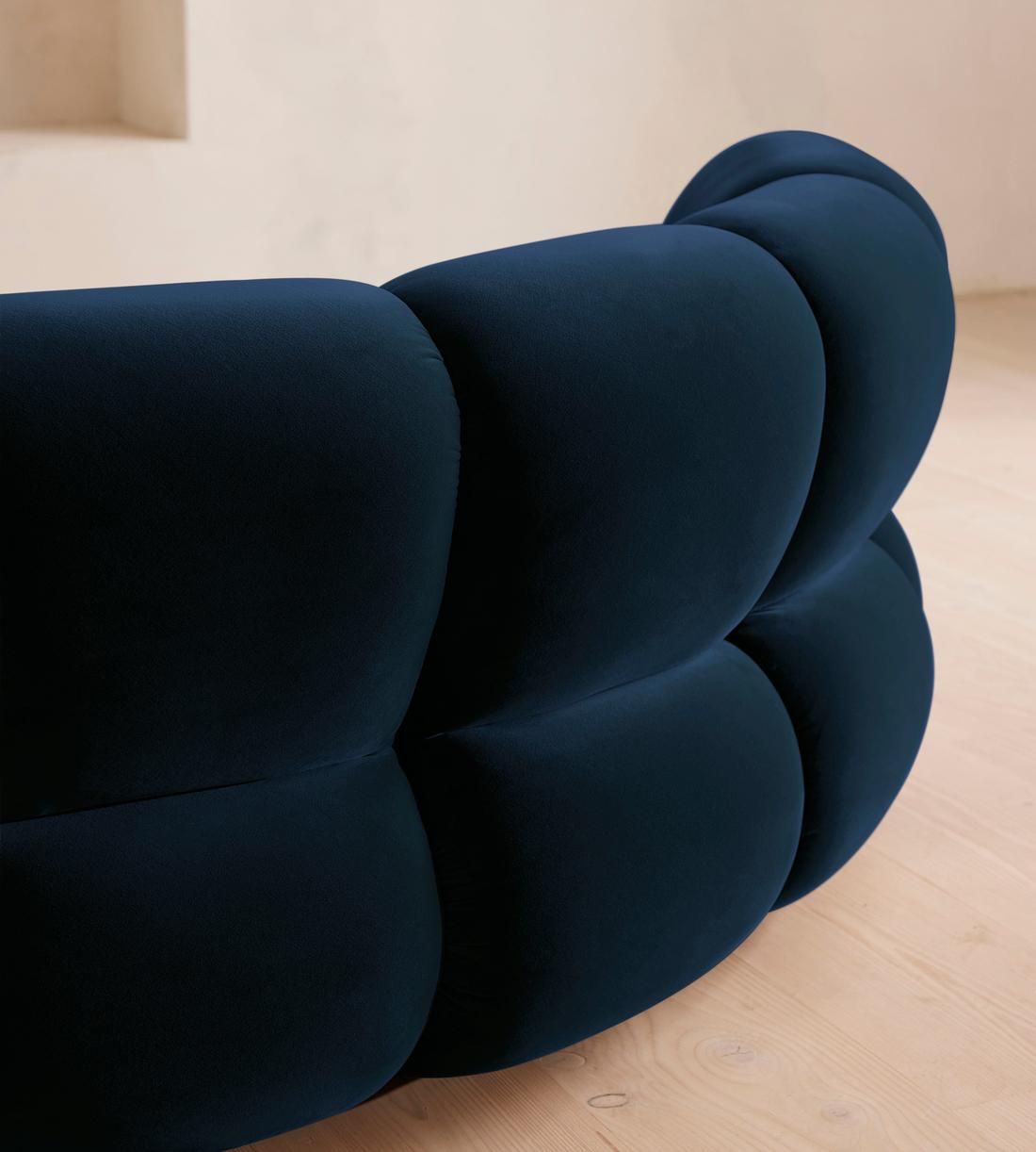 Noelle Modular Curved Armchair - Velvet Royal Blue - Images - Image 5