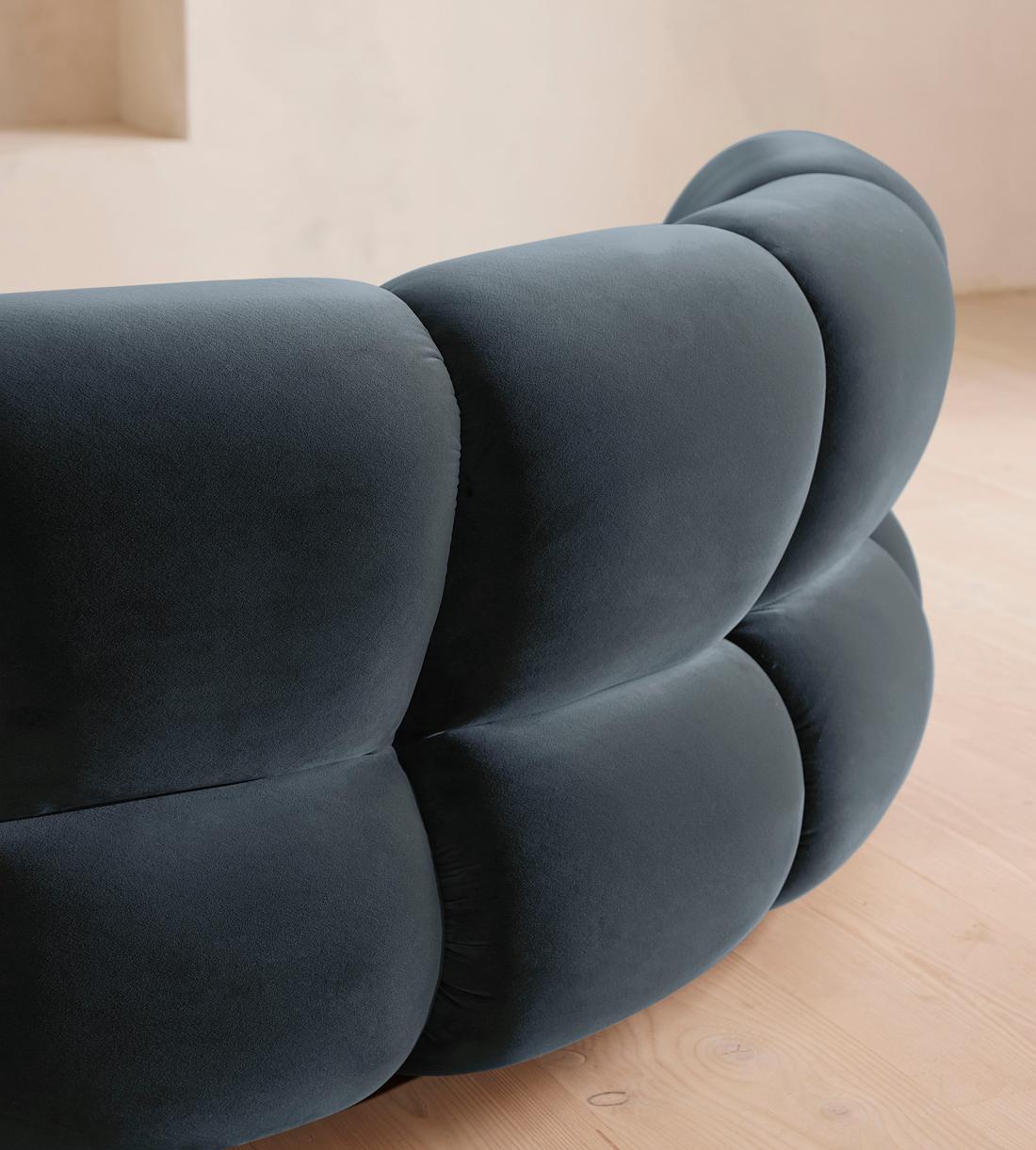 Noelle Modular Curved Armchair - Velvet Grey Blue - Images - Image 5