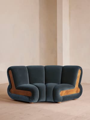 Noelle Modular Curved Armchair - Velvet Grey Blue - Listing Image