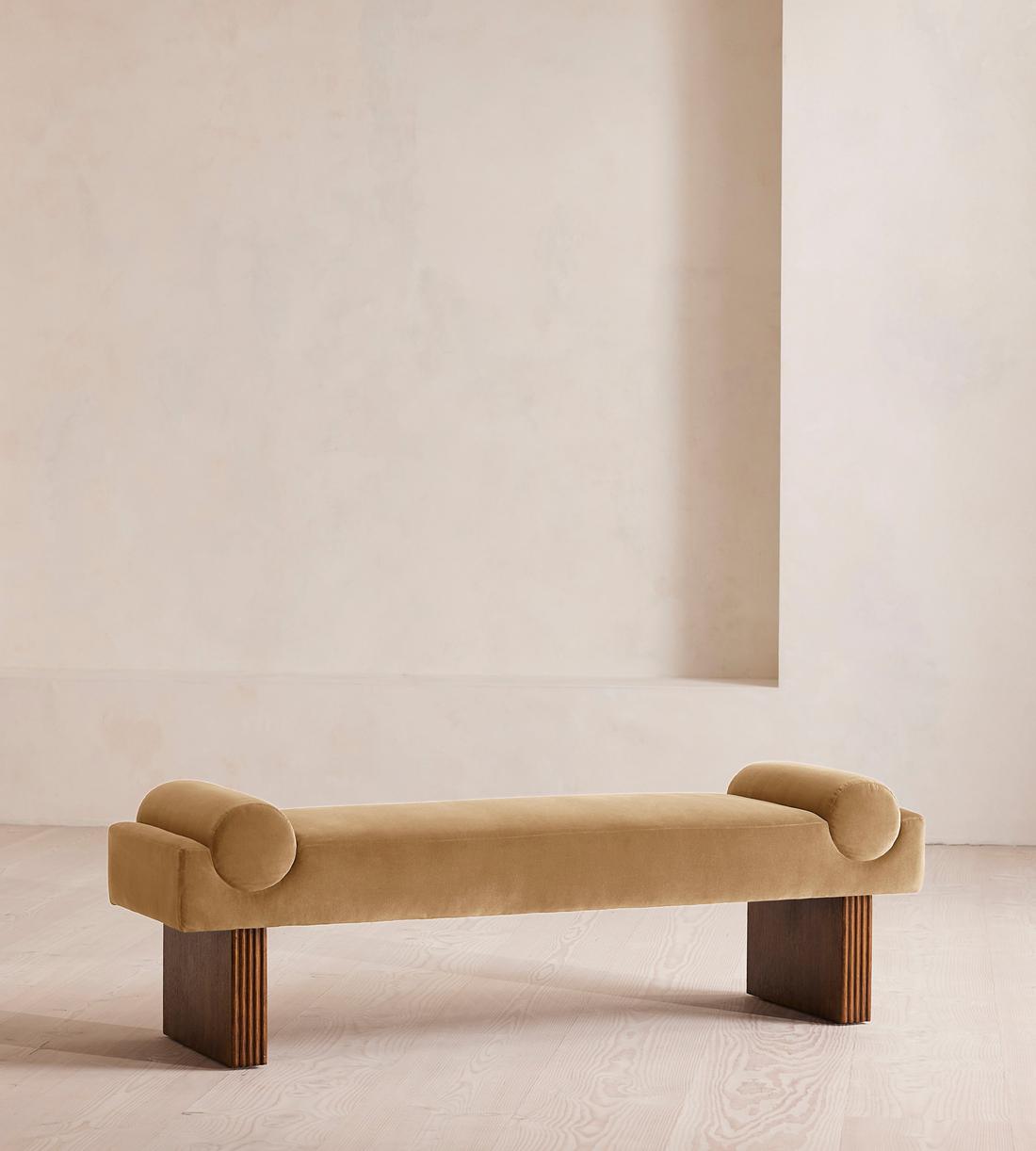 Esther Bench - Velvet - Camel - Listing - Image 1