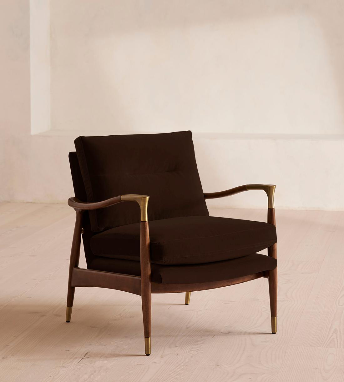 Theodore Armchair - Velvet - Chocolate Brown - Listing - Image 1