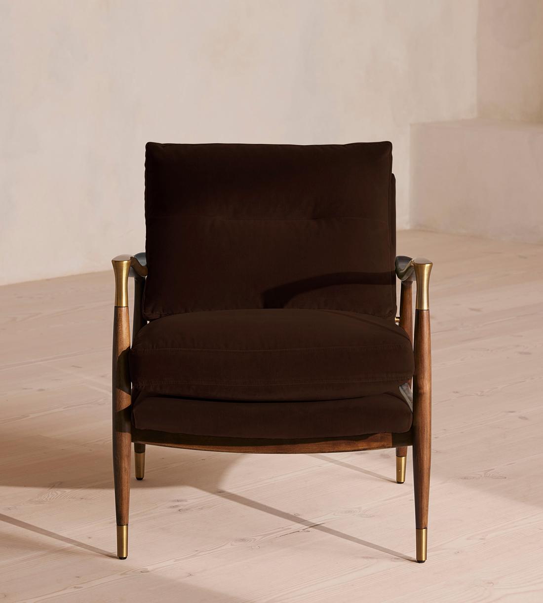 Theodore Armchair - Velvet - Chocolate Brown - Listing - Image 2