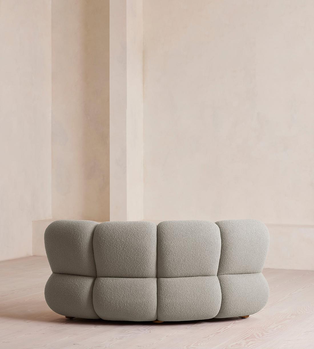 Noelle Modular Curved Armchair - Textured Wool Boucle - Pistachio, - Images - Image 4