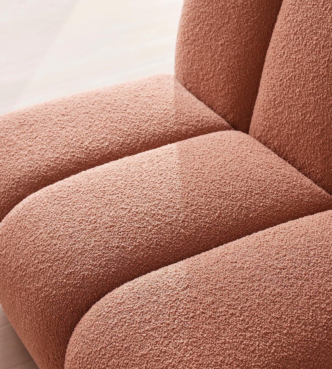 Noelle Modular Sofa - Four Seater - Textured Wool Boucle - Coral - Images - Image 5