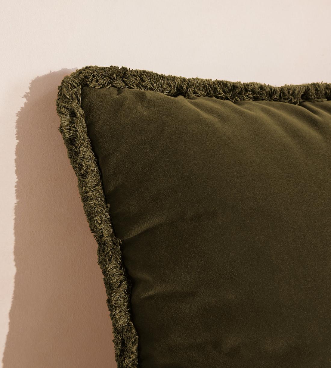 Margeaux Large Square Cushion - Olive - Images - Image 4