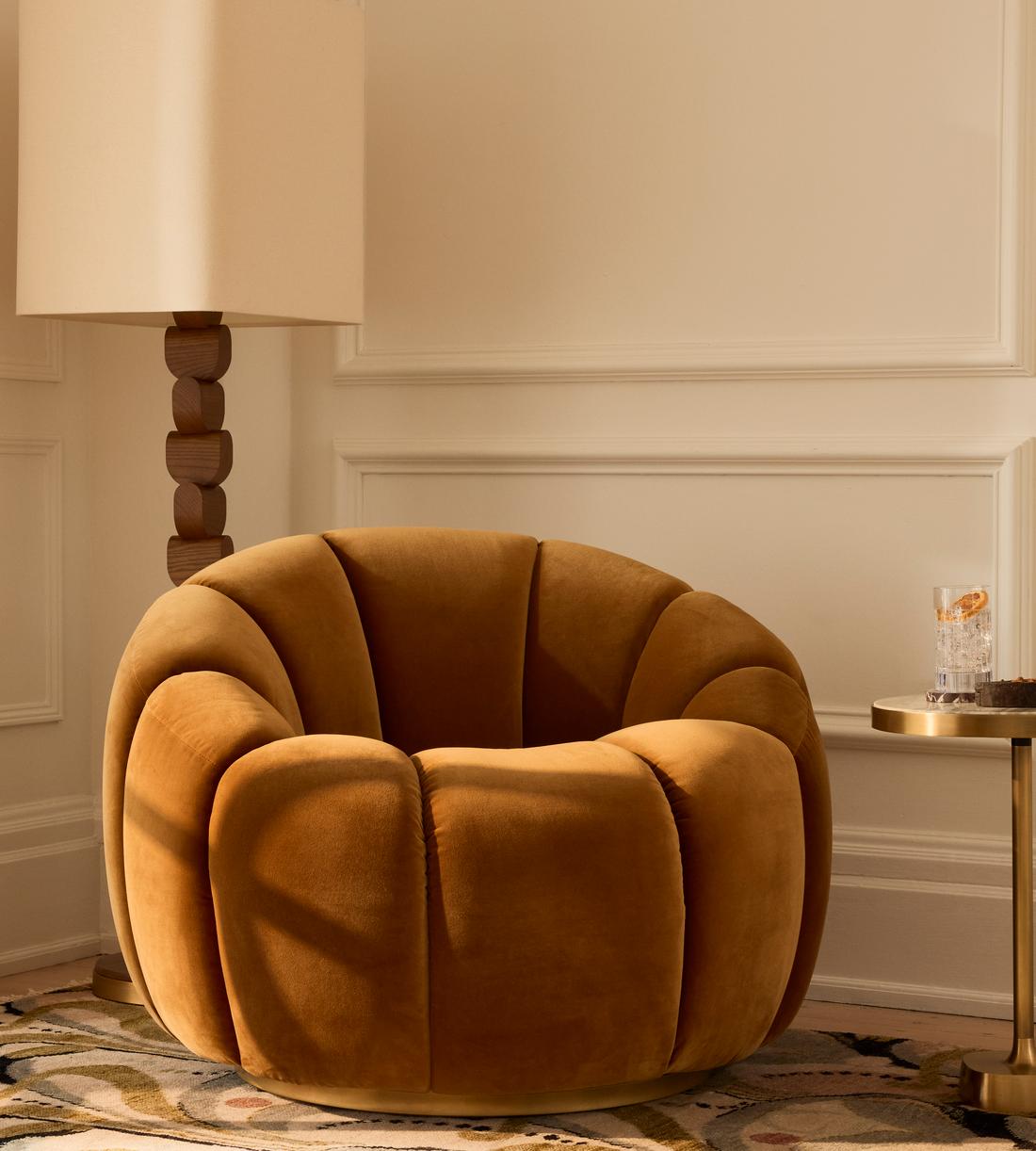 Garret Armchair - Velvet - Mustard - Lifestyle - Image 1