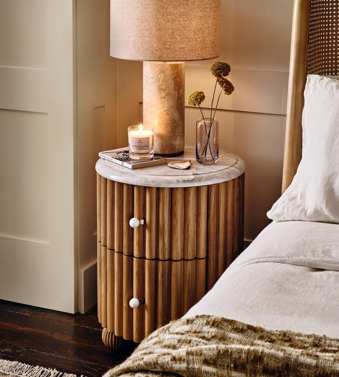 Carlisle Bedside Table - Carrara Marble - Lifestyle - Image 1